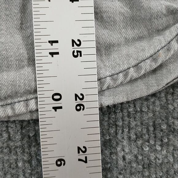 Uniqlo Womens Button-Down Shirt Gray Medium Long Sleeve Chest Pocket Cotton - Picture 11 of 12